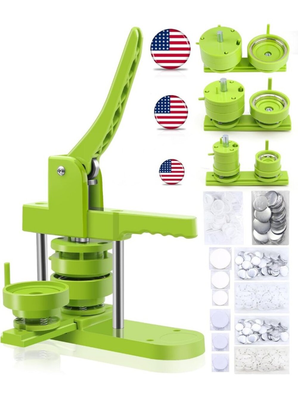 Button Maker Machine for Multiple Sizes - 1.25" to 3" Badge Press with 300